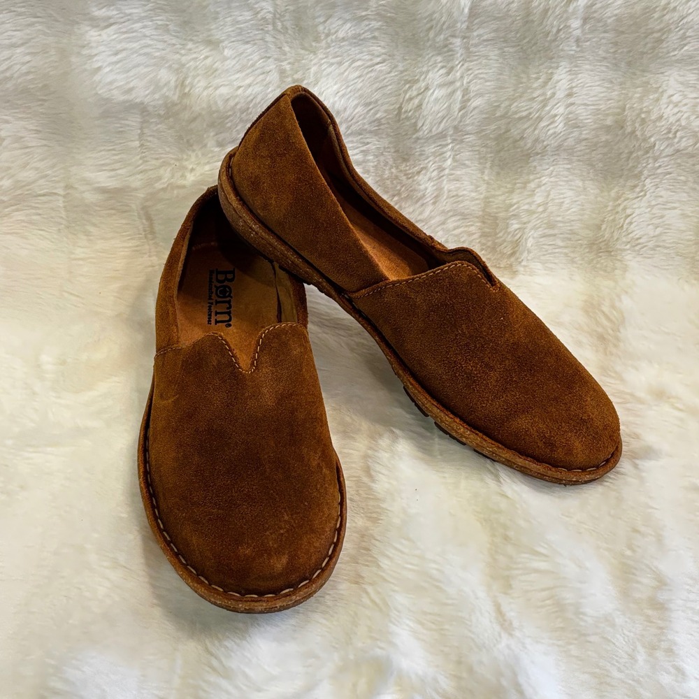 Born Naya Brown Suede Slip On Loafers Flats Womens 8 39
